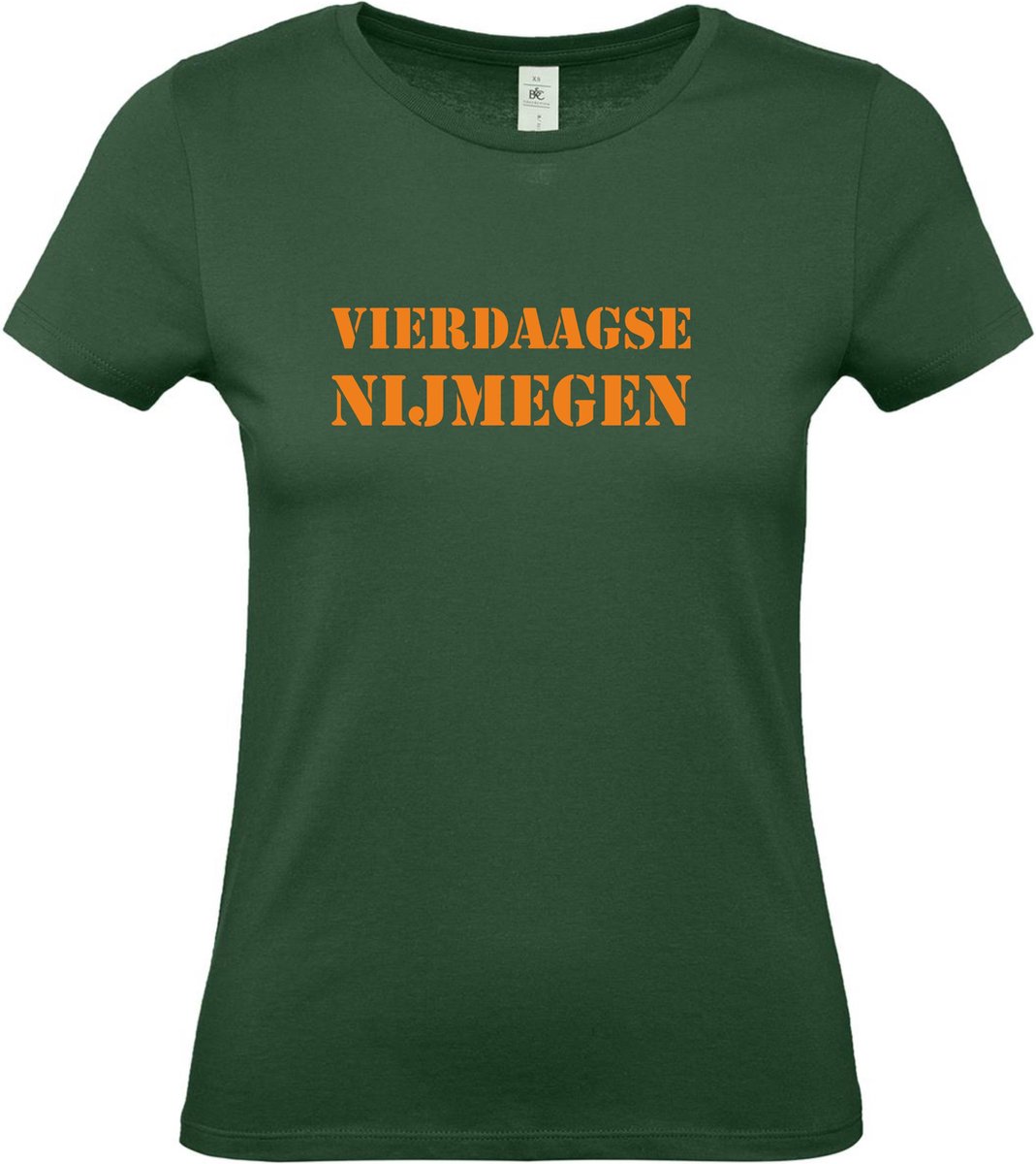 Dames t-shirt Vierdaagse Nijmegen |Wandelvierdaagse | Vierdaagse Nijmegen | Roze woensdag | Groen | maat XS